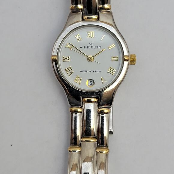 Vintage Watches Anne Klein Two-Tone Quartz Watch with Roman Dial & Date - Picture 2 of 10